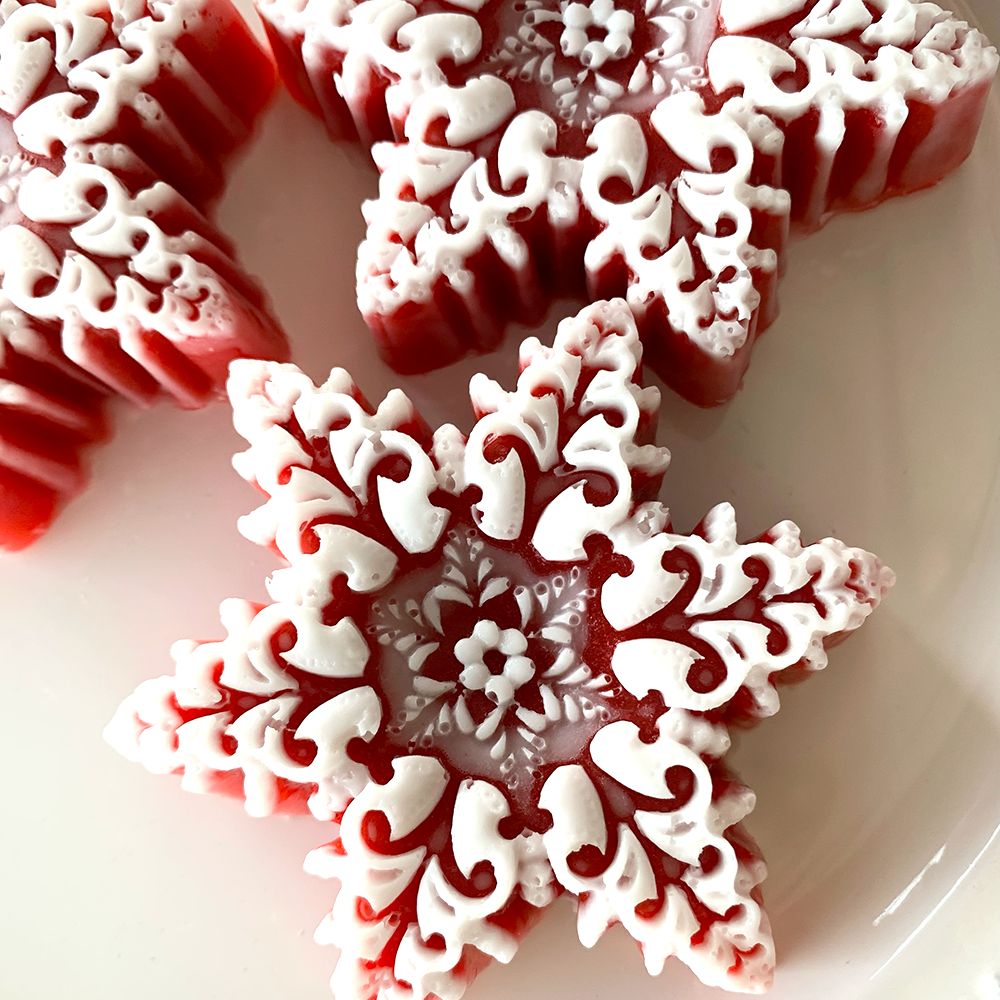 Cranberry Rhubarb Snowflake Soap