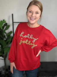 Holly Jolly Crimson Knit Sweater - NC