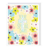 Floral Cross Baby Christening/Baptism Greeting Card