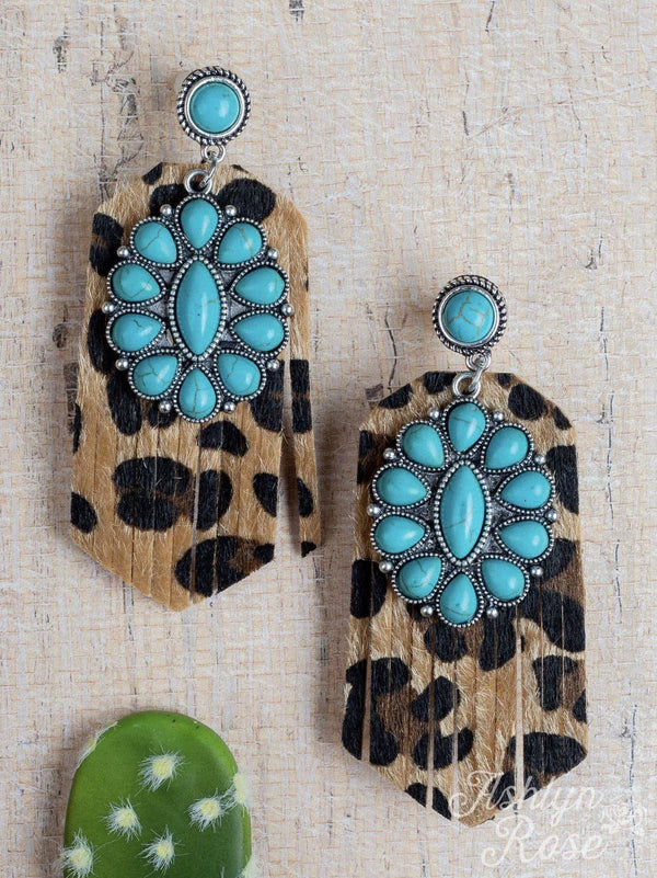 Turquoise Stone Flower Earrings*