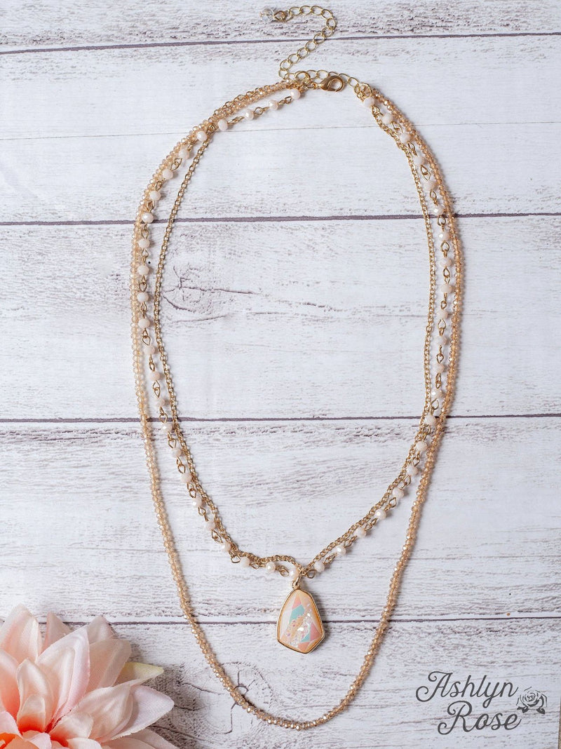 Pastel Pink Stone Layered Necklace