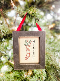 Believe Framed Stitch Ornament