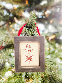 Be Merry Framed Stitch Ornament