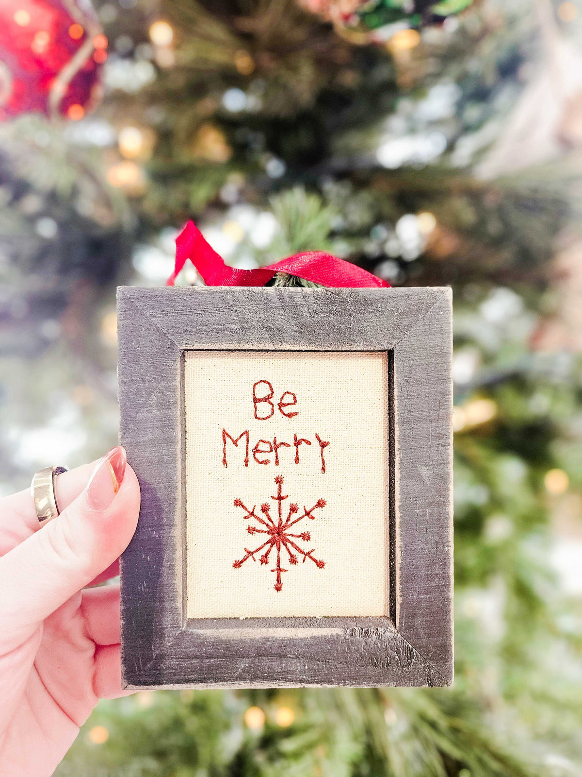 Be Merry Framed Stitch Ornament