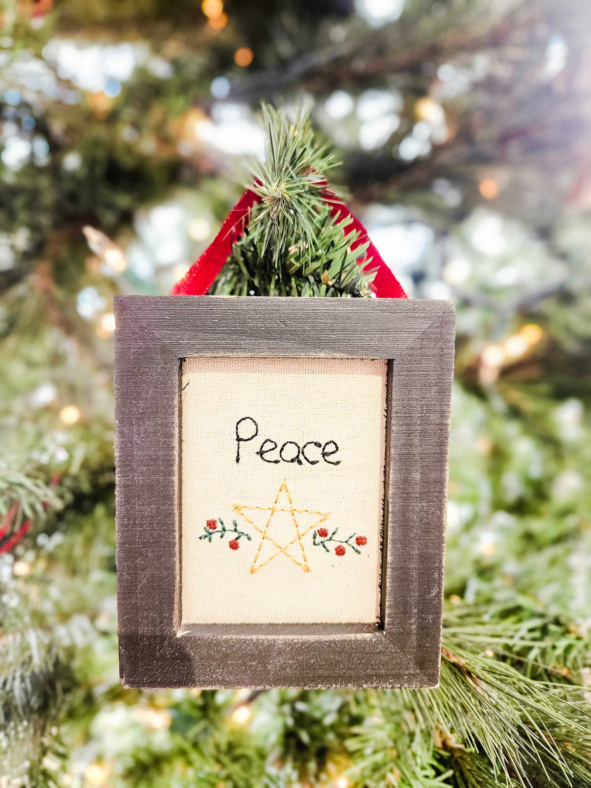 Peace Framed Stitch Ornament