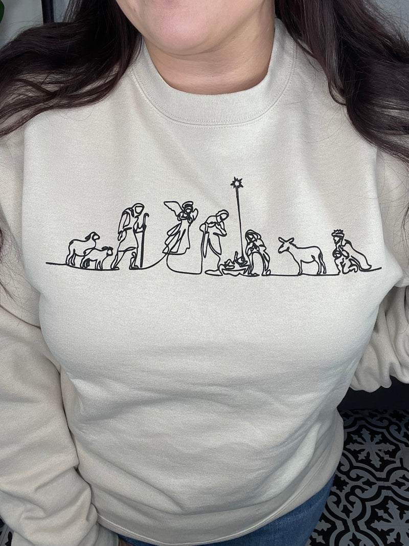 Nativity Scene Cream Crewneck