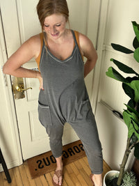 Bella Charcoal Slouch Pocket Romper