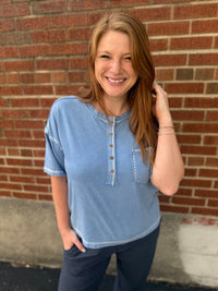Blue Horizon Mineral Wash Oversized Top