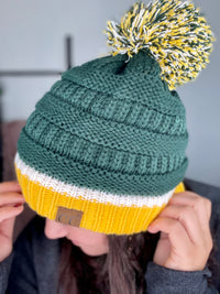 Go Pack Green And Gold Beanie