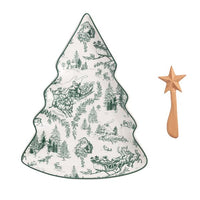 Green Toile Tree Platter