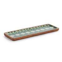 Green Scandi Wood Enamel Tray