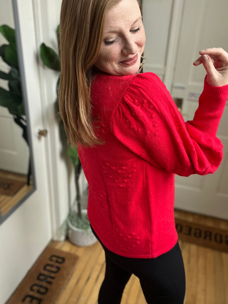 Cozy Red Sweetheart Sweater
