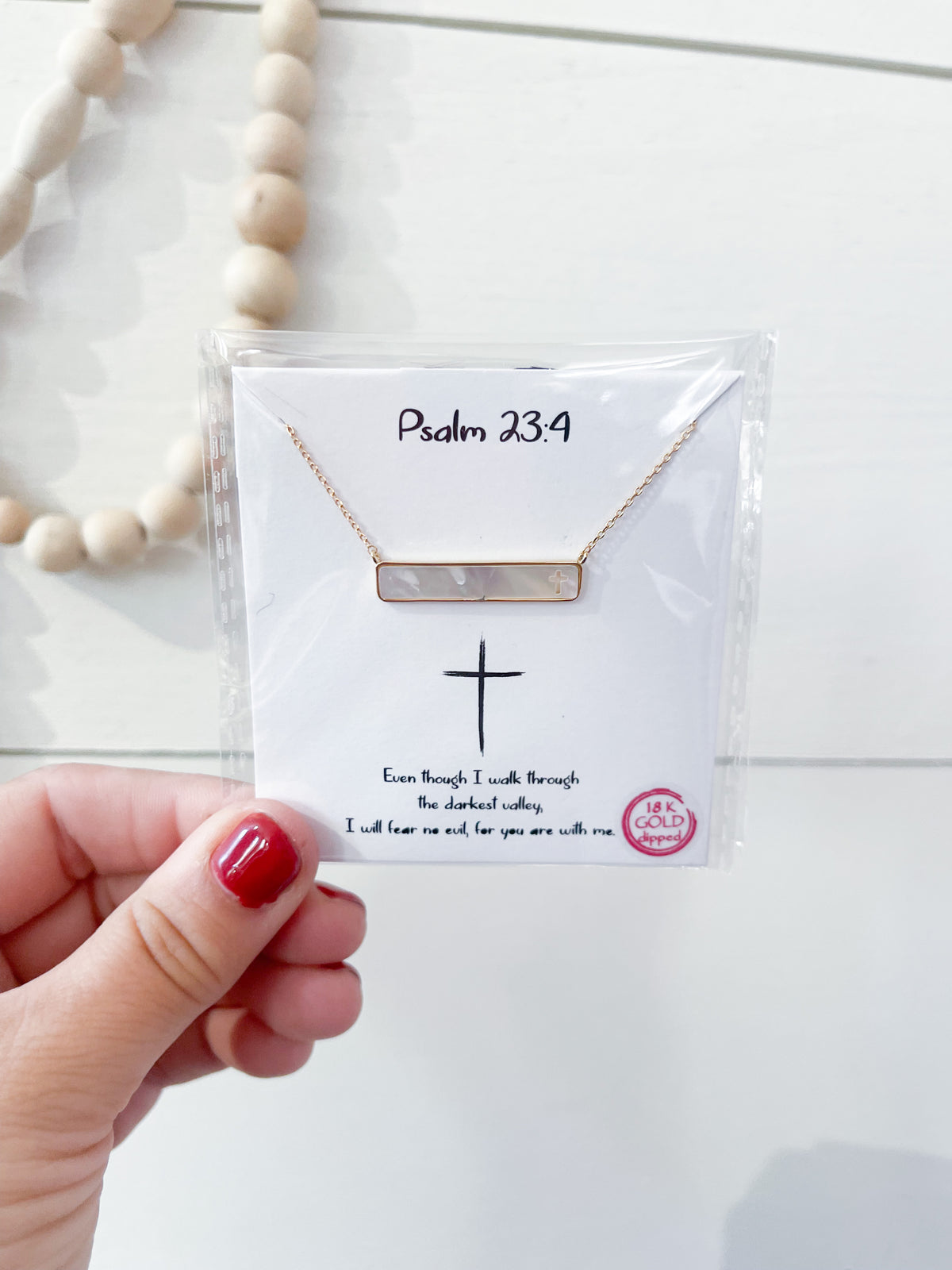 Psalm 23:4 Inspirational Gold Necklace