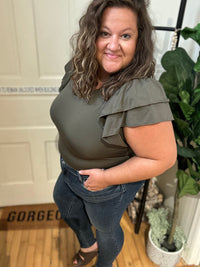 Olive You Ruffle Bodysuit