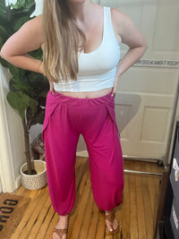 Hot Pink Sizzle-Slit Leggings
