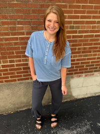 Blue Horizon Mineral Wash Oversized Top