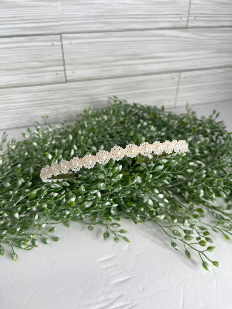 Flower Pearl Thin Headband