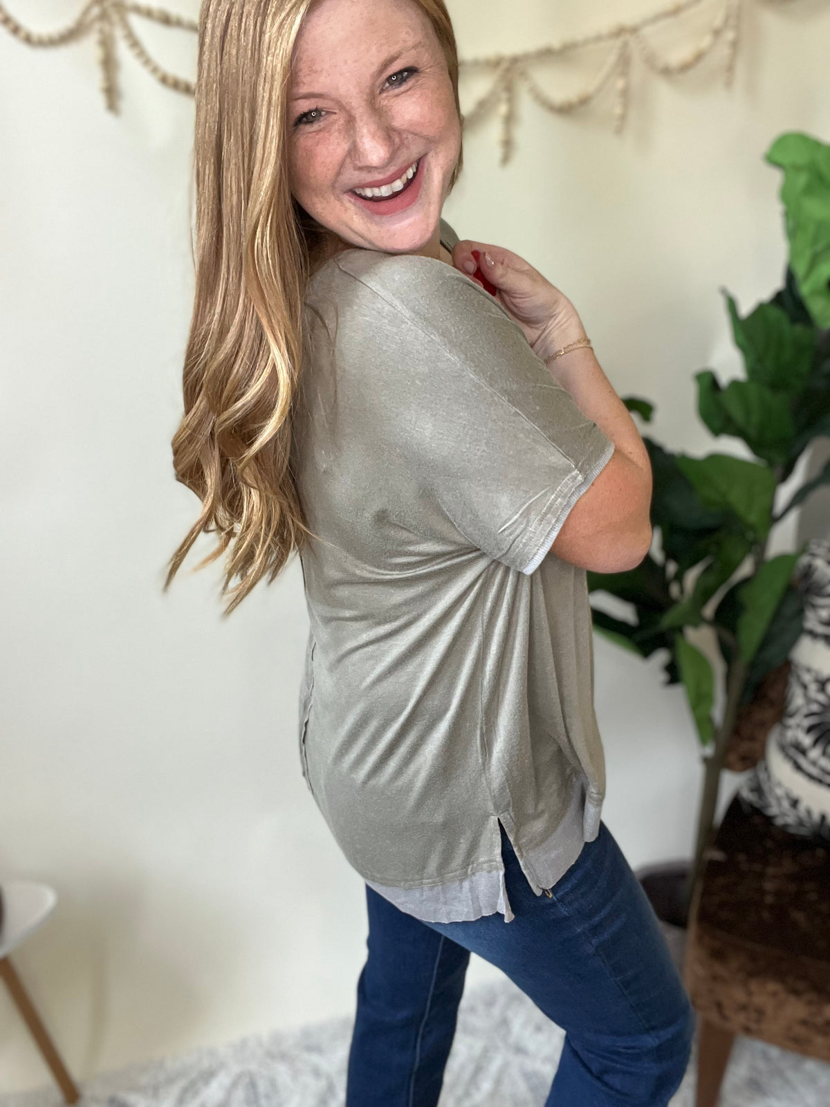 Vintage Oversized Olive Stretch Tee