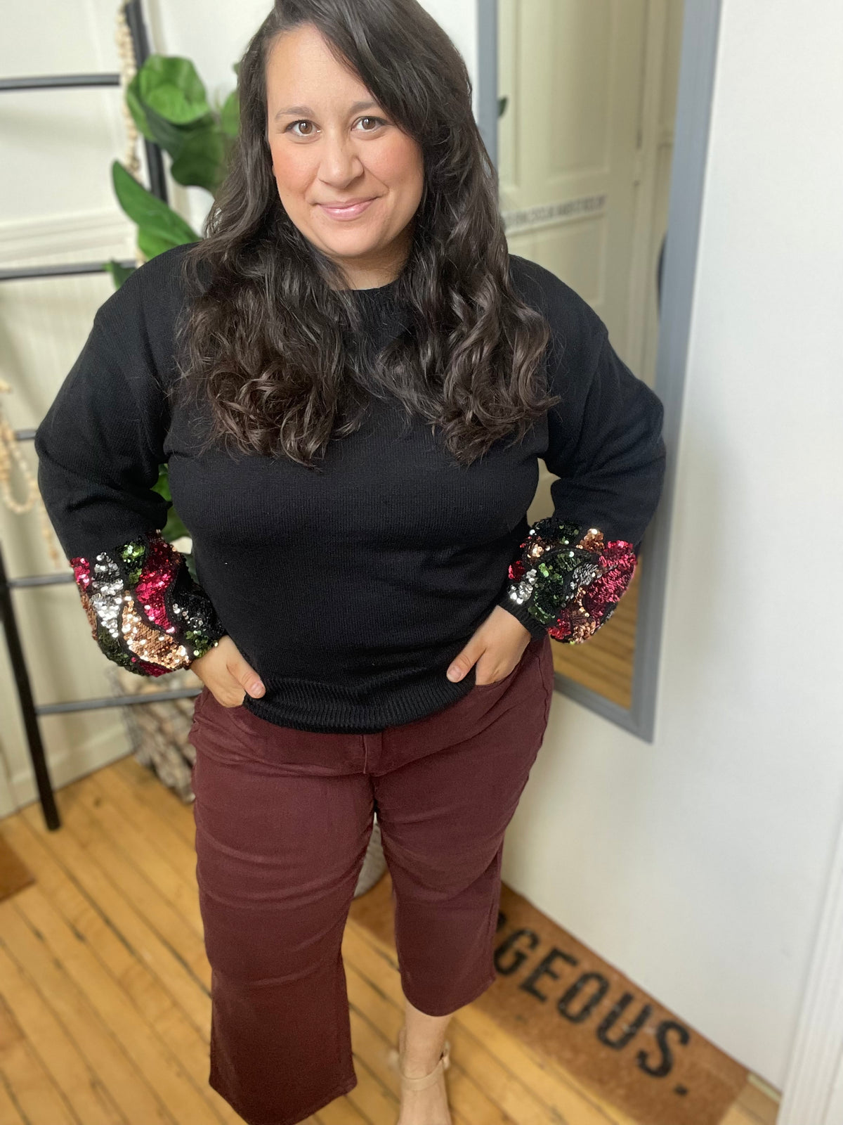 Wine Tummy Control Crop Judy Blue Jeans