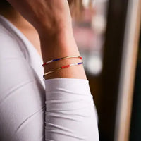 Red White Blue Seed Bead Triple Wrap Stretch Bracelets