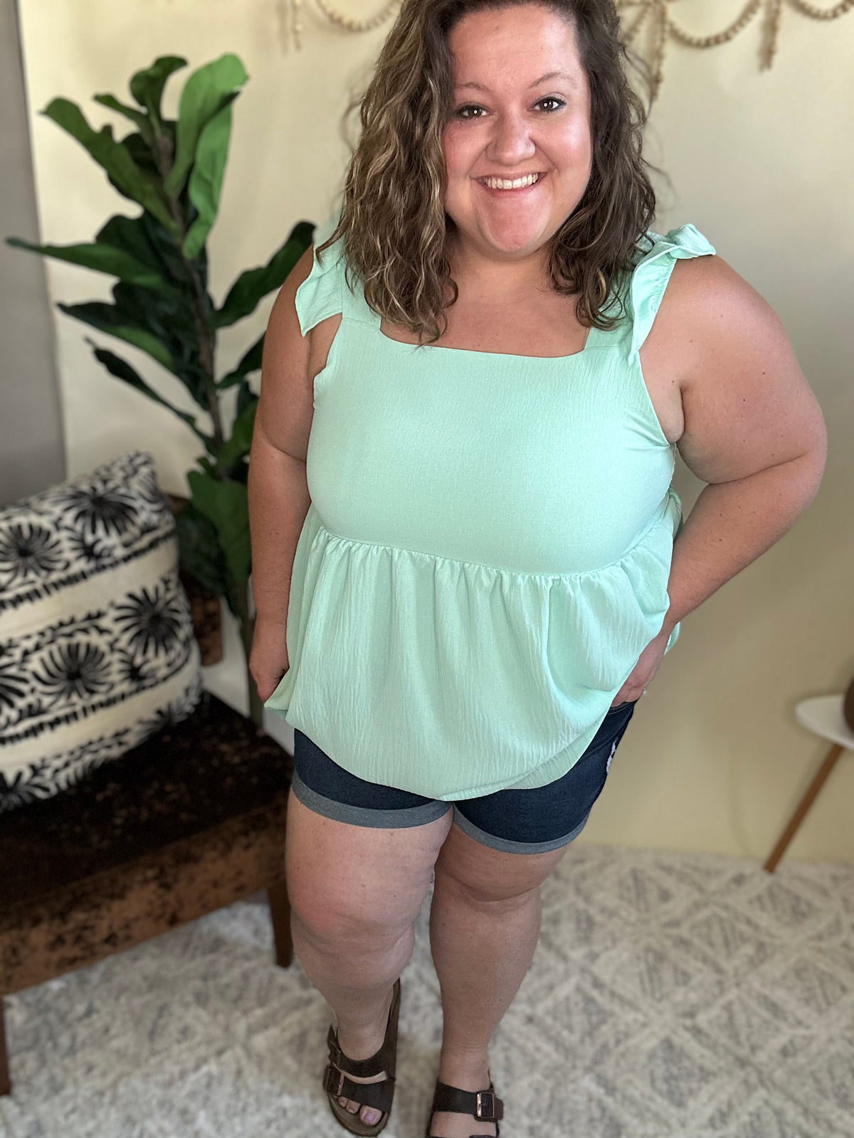 Sea Breeze Ruffle Babydoll Tank