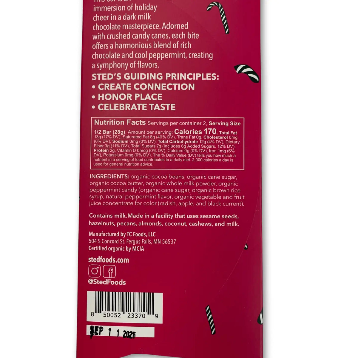 Peppermint Candy Cane Chocolate Bar