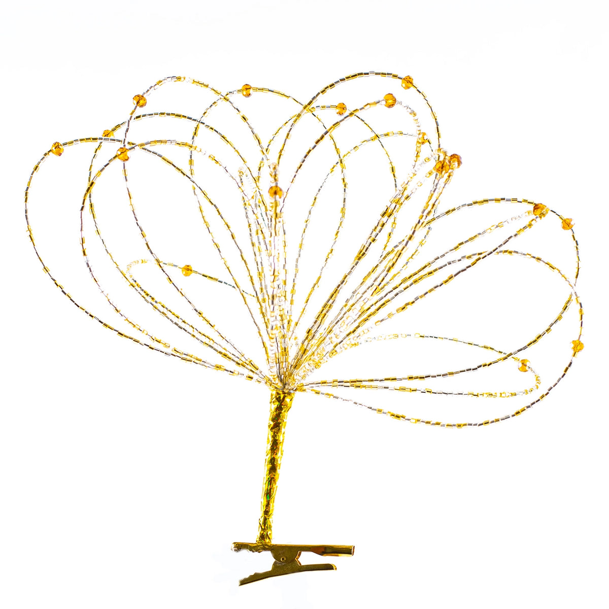 Beaded Golden Tree Clip