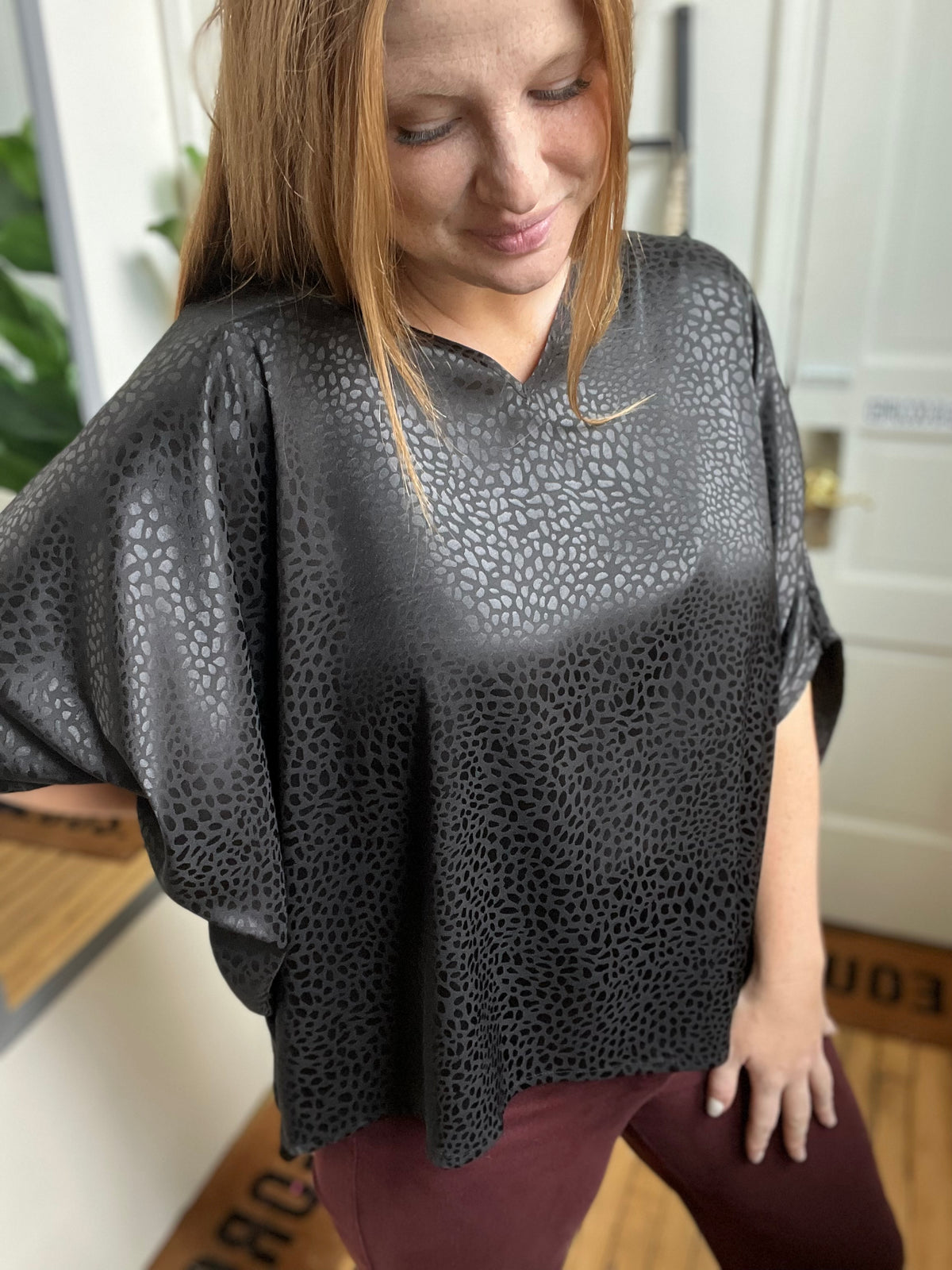 Monochromatic Black Leopard Blouse