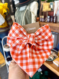 Orange Plaid Hair Bow