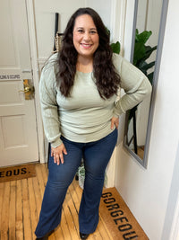 Soft Sage Striped Long Sleeve Top