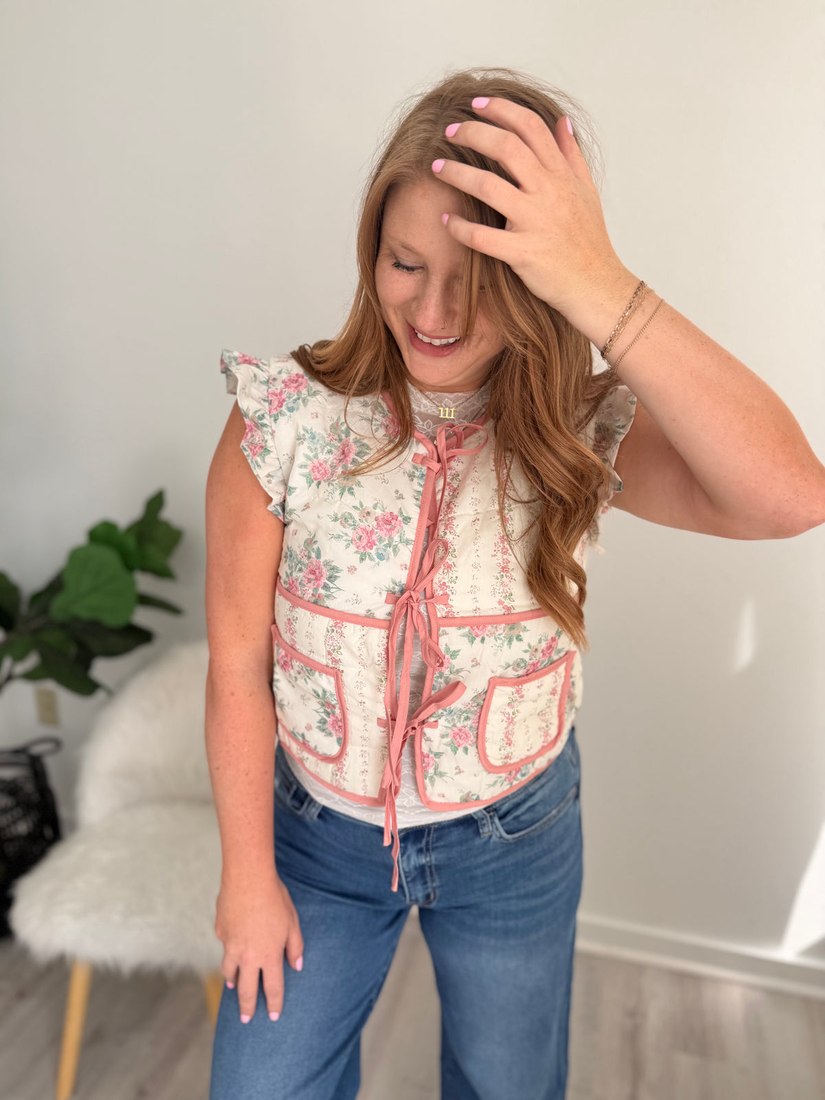 Heirloom Rose Front Tie Vest