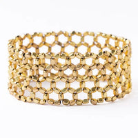 Gold Beaded Wide Stretch Bracelet