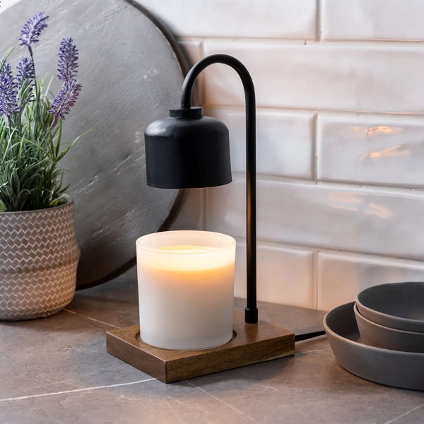 Black & Wood Arched Candle Warmer Lamp