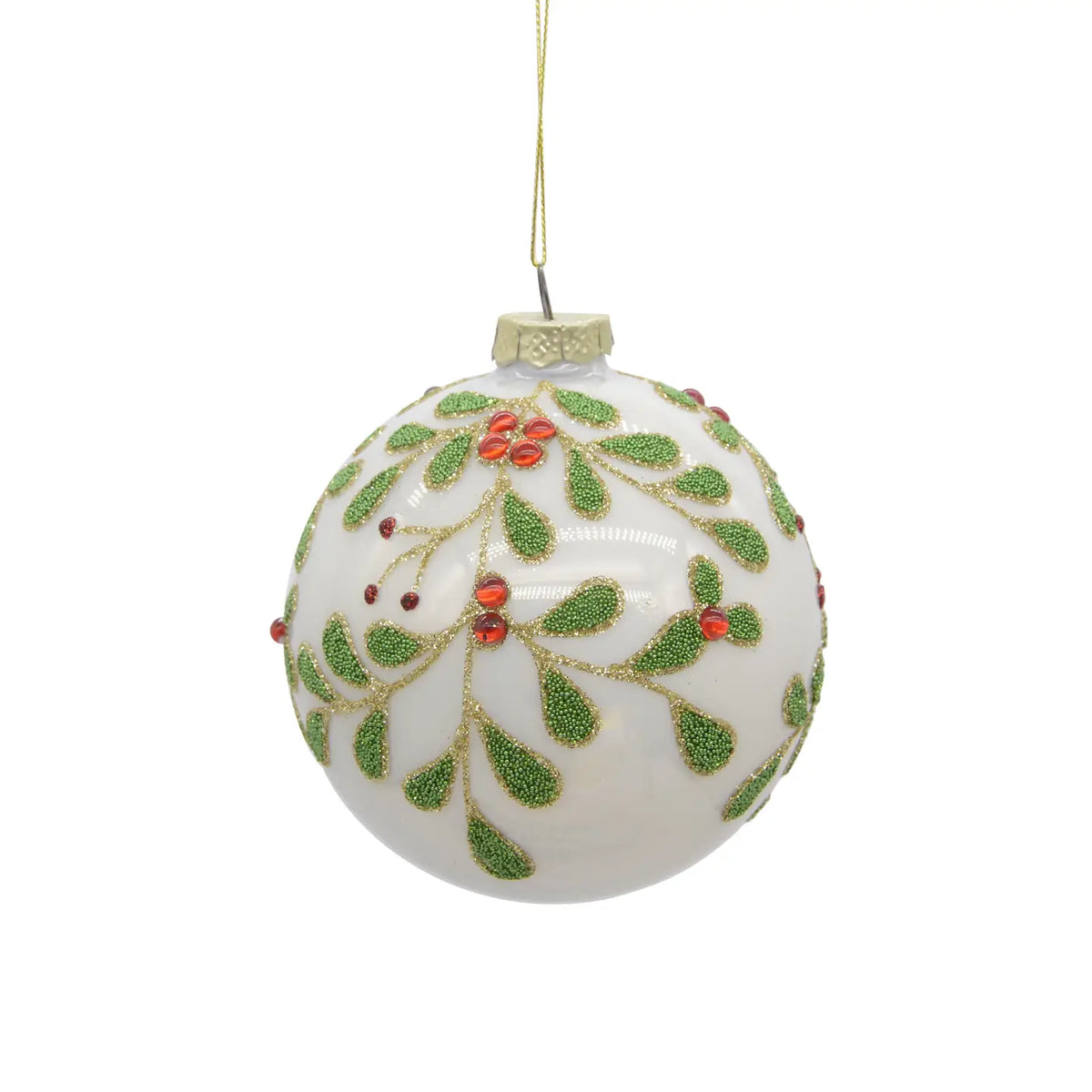 Holly Glass Ornament
