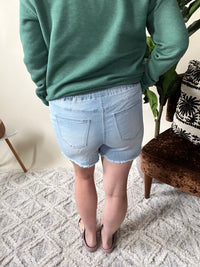 Light Wash Drawstring Jean Shorts