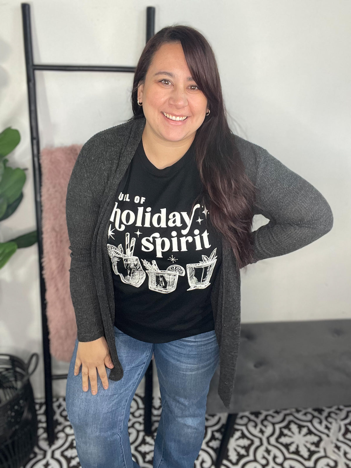 Full of Holiday Spirit Tee - Black