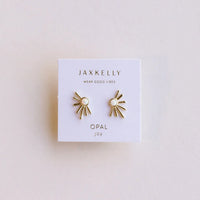 White Opal Sun Ray - Gold Earrings