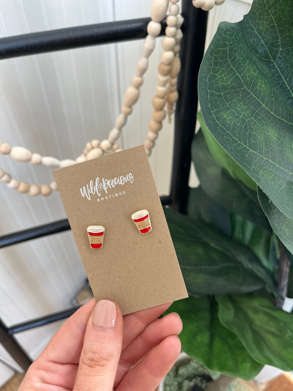 Latte Enamel Stud Earring
