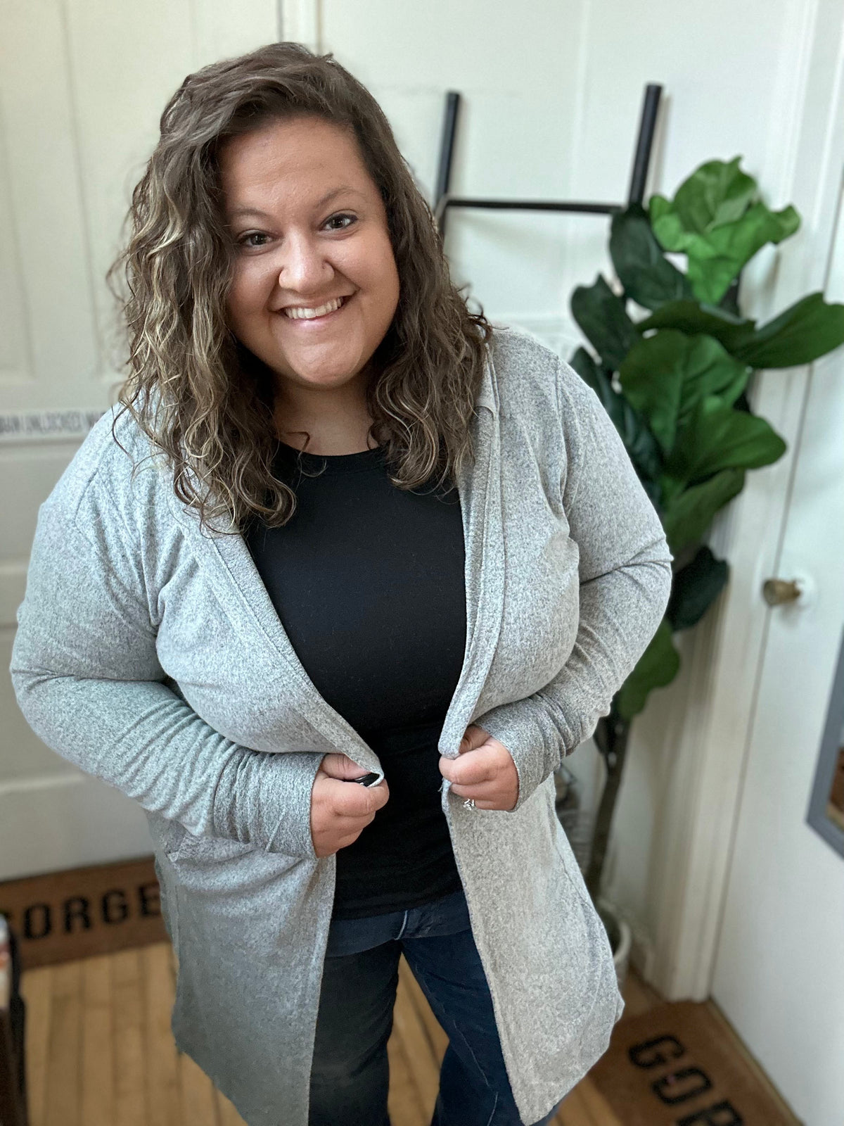 Charcoal Cascade Long Cardigan