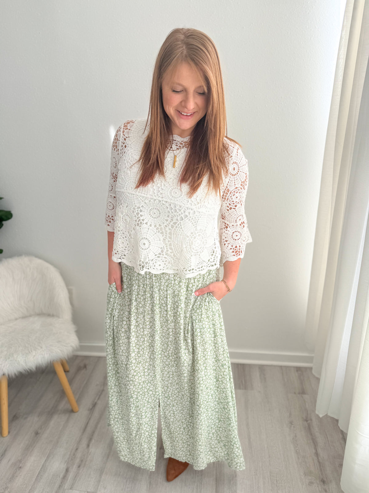 Sage Meadow Slit Maxi Skirt