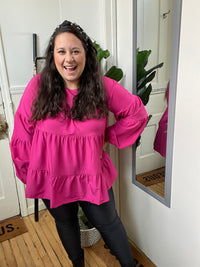 Fiercely Fuchsia Ruffle Baby Doll Top