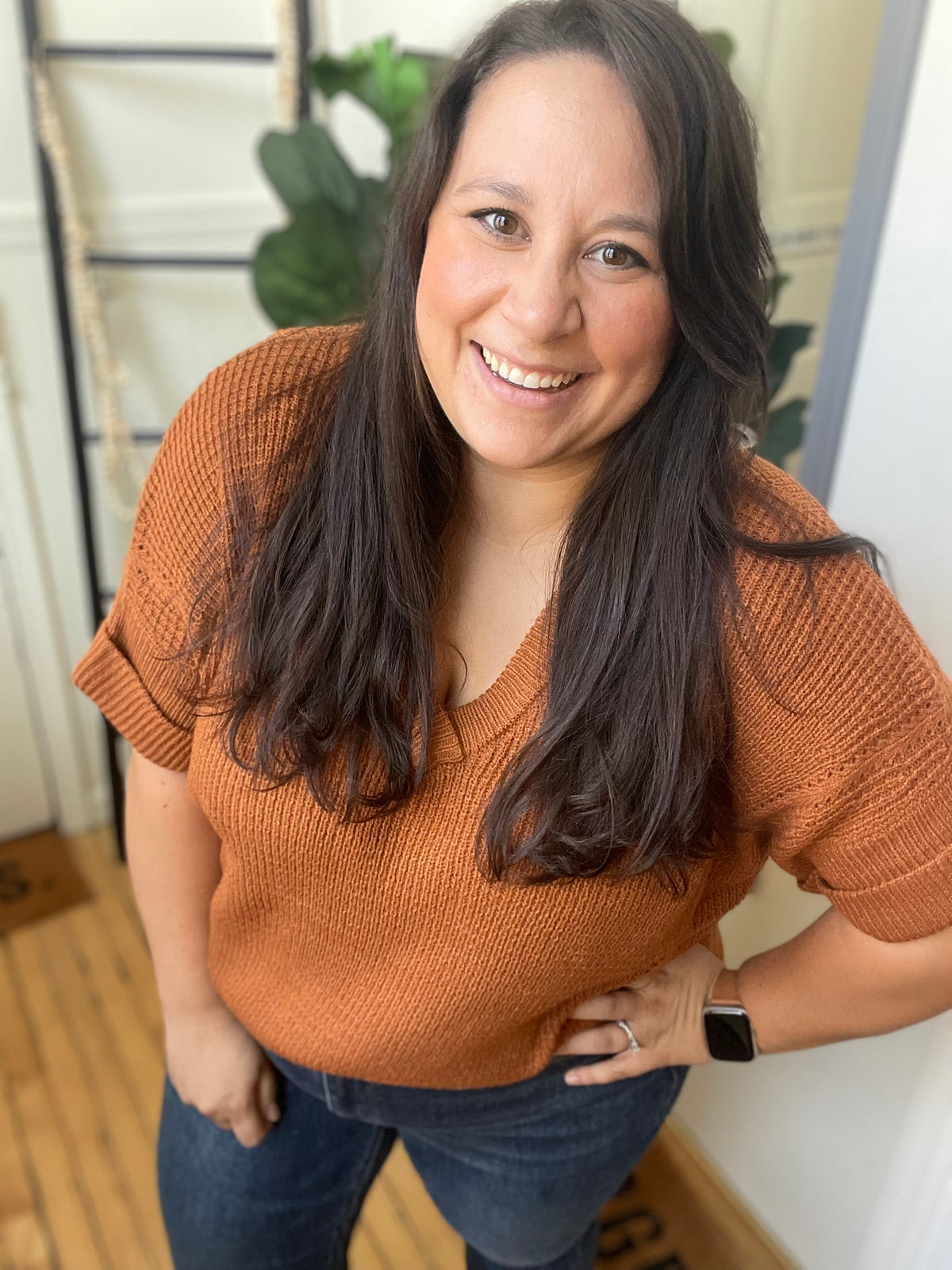 Rust Waffle Sweater