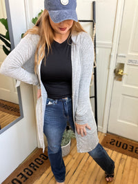 Charcoal Cascade Long Cardigan