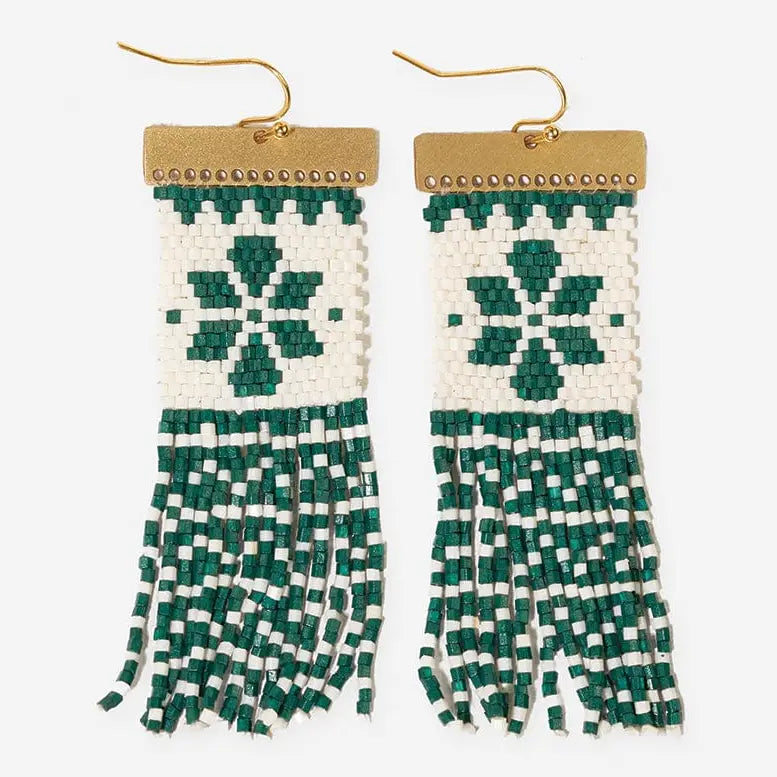 Green Beaded Earrings