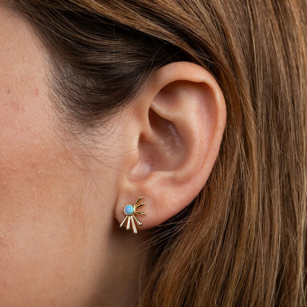 Fire Opal Gold Earrings
