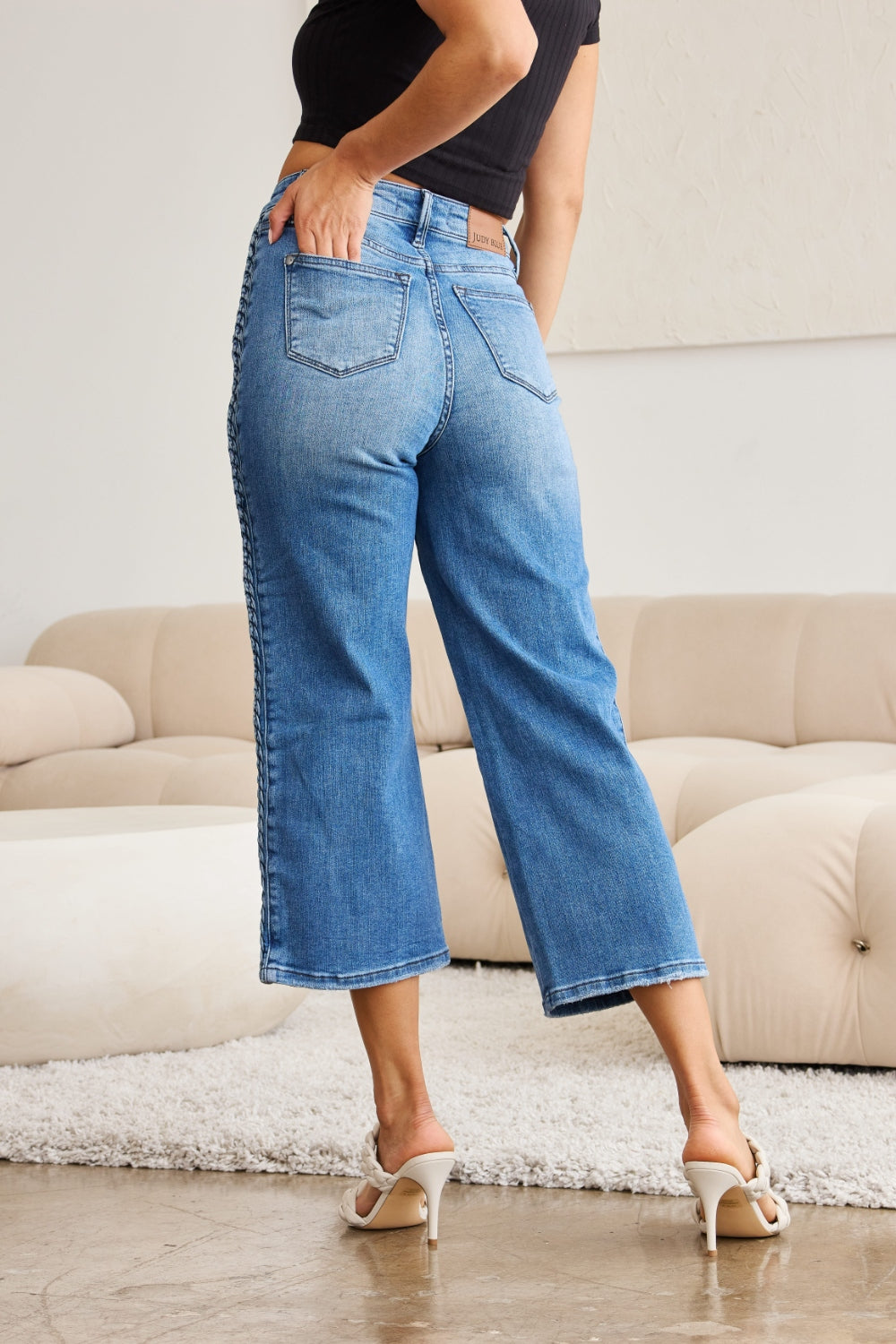 Judy Blue Braid Side Wide Leg Jeans - DS Online Exclusive