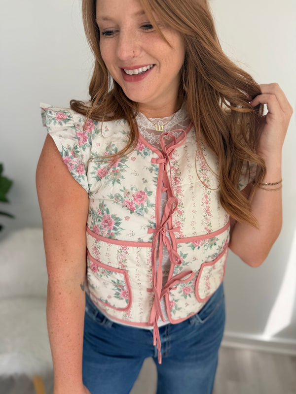 Heirloom Rose Front Tie Vest