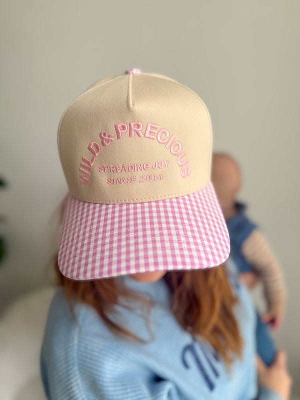 Wild & Precious Pink Gingham Trucker Hat