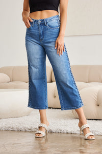 Judy Blue Braid Side Wide Leg Jeans - DS Online Exclusive
