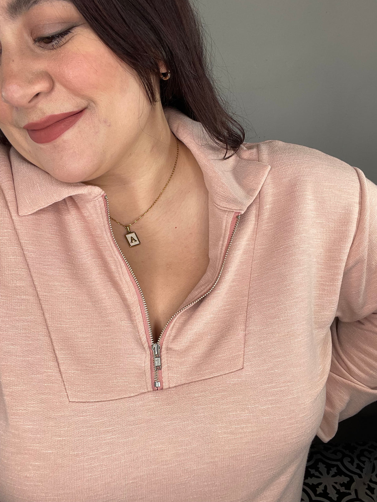 Blush Half Zip Pullover Sweater